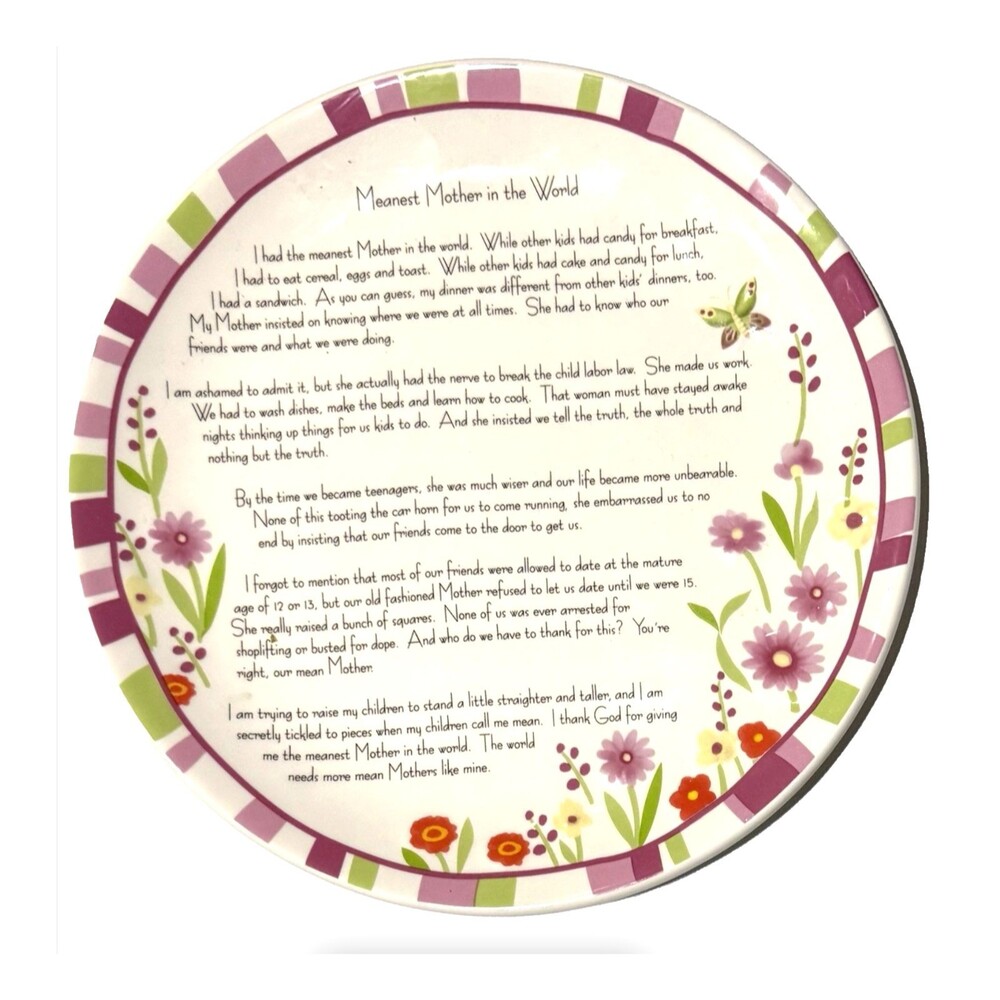 Mother Quote Decorative Plate Floral Wall Hanging Pink Flowers Keepsake Gift